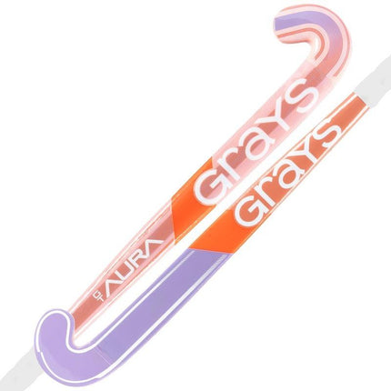 Grays Aura GT Pink/Lilac Junior Hockey Stick 2026/27 - Junior starter stick with a Classic bow and stylish pink/lilac graphics