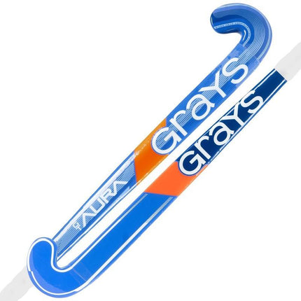 Grays Aura GT Blue Hockey Stick 2026/27 - starter stick with a Classic bow and vibrant blue performance graphics