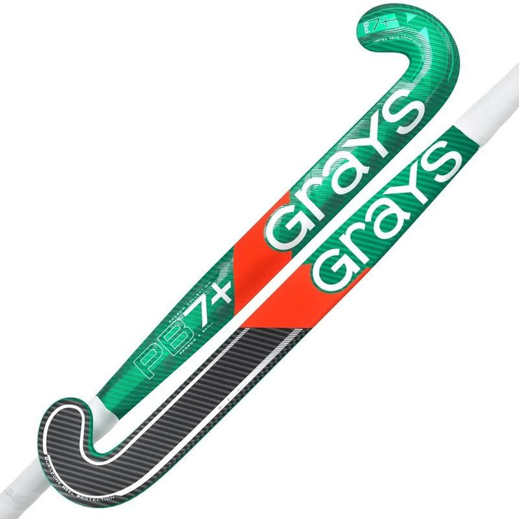 Grays PB 7+ Junior 2026/27 Hockey Stick - Green/Silver Graphene-infused junior Probow stick