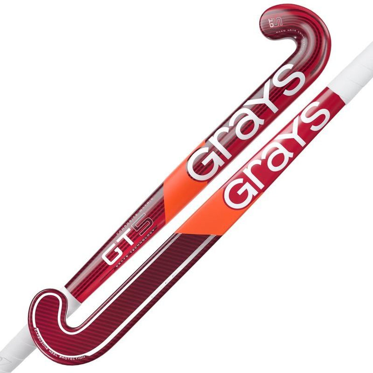 Grays GT 5 2026/27 Hockey Stick - Red Midbow performance stick with aluminised-carbon weave