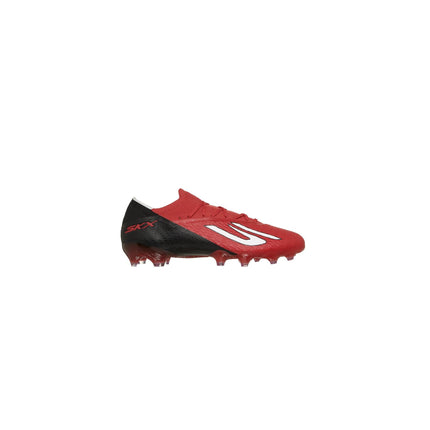Skechers SKX_2 Elite FG Football Boots in Red/Black Side view showing the FitKnit upper