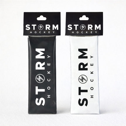The Storm Sleeve hockey overgrip in Black and White 50cm waterproof heat-shrink sleeves.