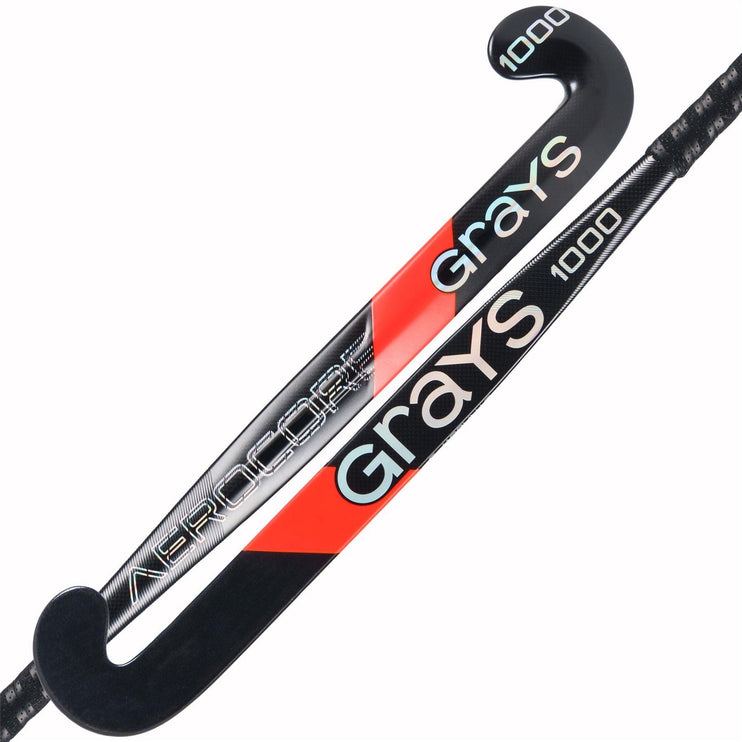 Grays AC1000 Dynabow-S 2025 Hockey Stick – High-Carbon Aerocore stick in Black/Silver.
