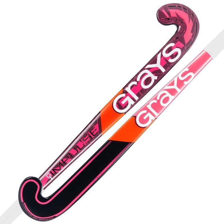 Grays Impulse GT Hot Red/Black Hockey Stick 2026/27 - High-visibility starter stick with a Classic bow profile