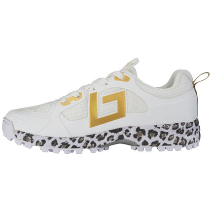Brabo Tribute Hockey Shoes White/Gold/Leopard + Slides 2026/2027