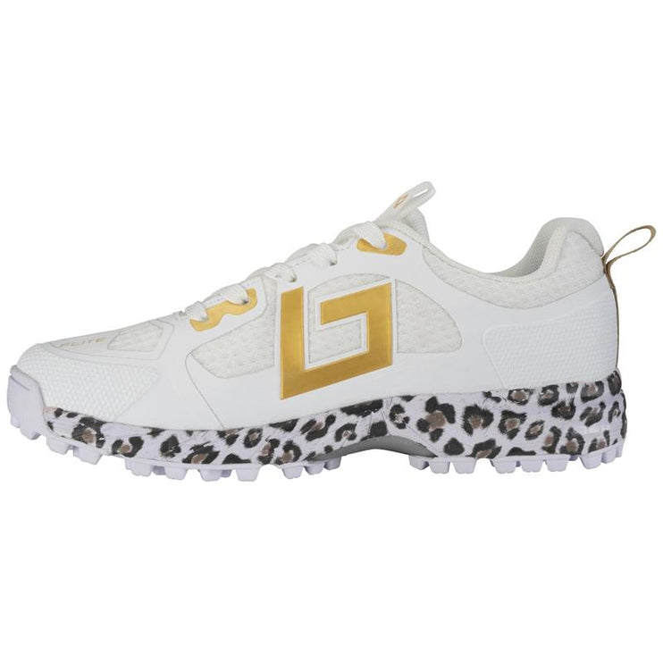 Brabo Tribute Hockey Shoes White/Gold/Leopard + Slides 2026/2027