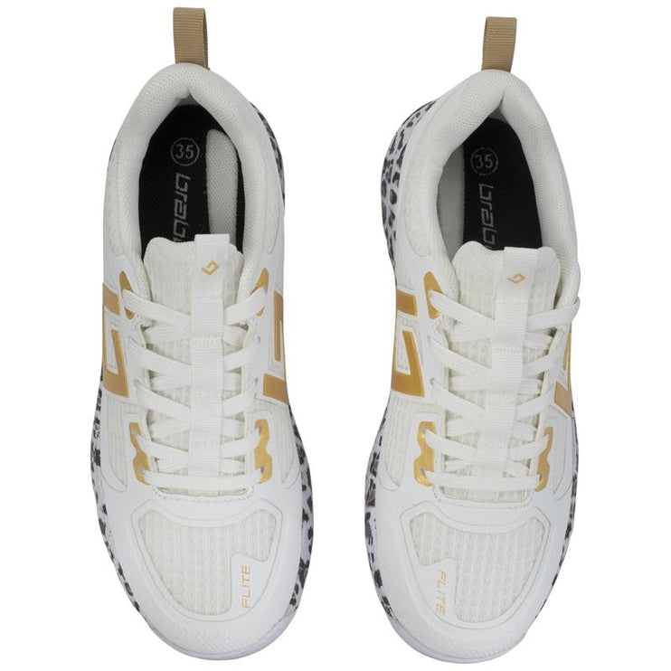 Brabo Tribute Hockey Shoes White/Gold/Leopard + Slides 2026/2027