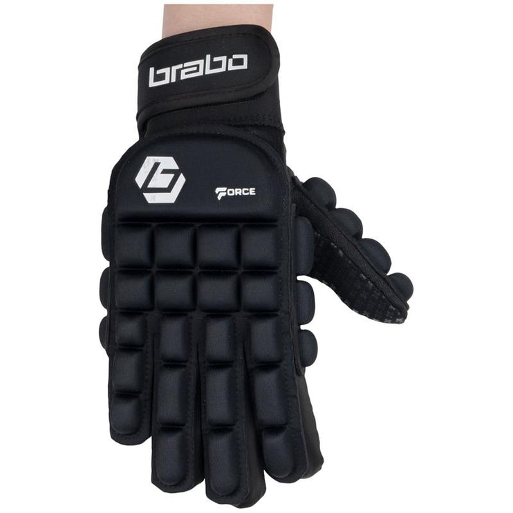 Brabo Force Full Finger Indoor Hockey Glove Right Hand Black