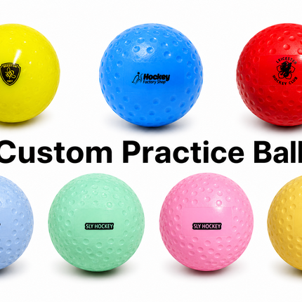 Custom Printed Practice Hockey Balls | A collection of  double-dimple balls featuring a sharp, professional club logo