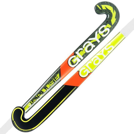 Grays Impulse GT Fluro Yellow/Black Junior Hockey Stick 2026/27 - High-visibility junior starter stick with a Classic bow and modern graphics