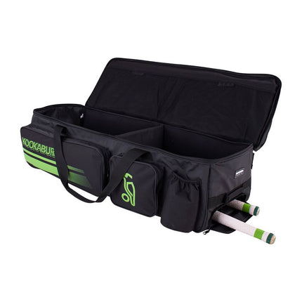 Kookaburra Pro Players Wheelie Bag Black/Lime