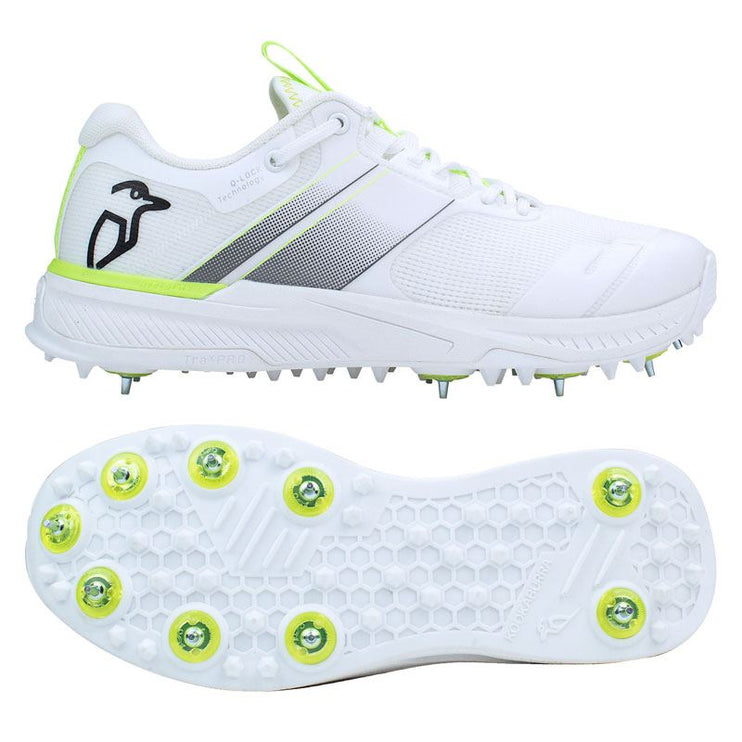 Kookaburra KC Players Spike Junior Cricket Shoes 2023 White/Lime