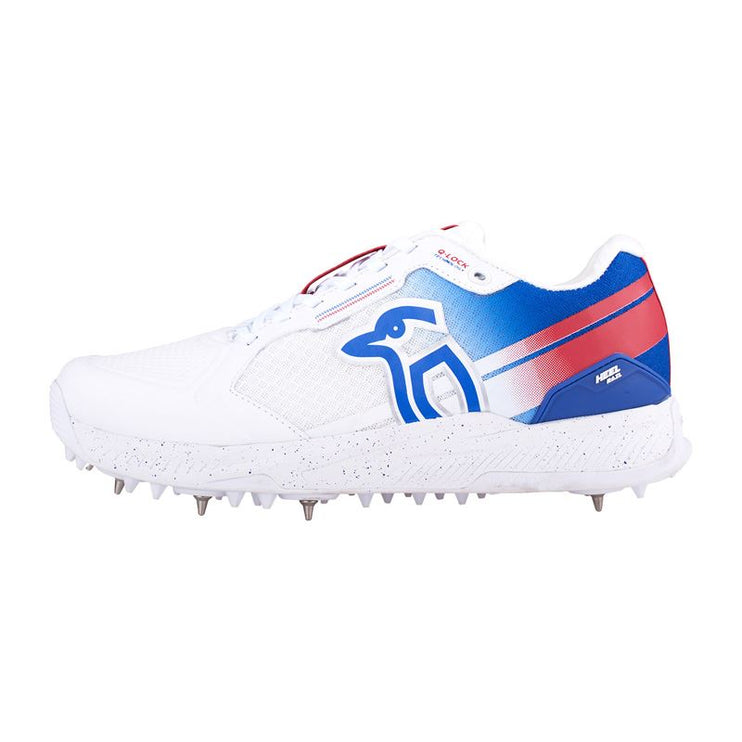 Kookaburra KC 1.0 Spike Junior Cricket Shoes White/Blue/Red 2024