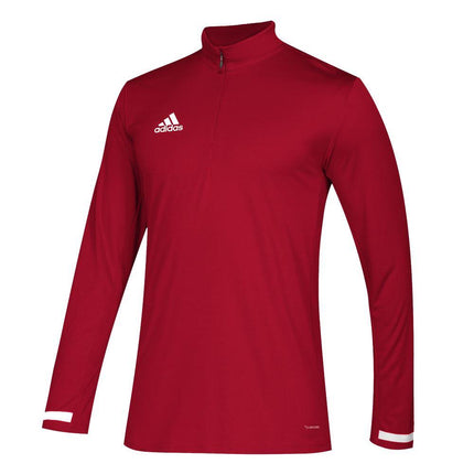 Adidas T19 Mens 1/4 Zip Long Sleeve Top Red/White