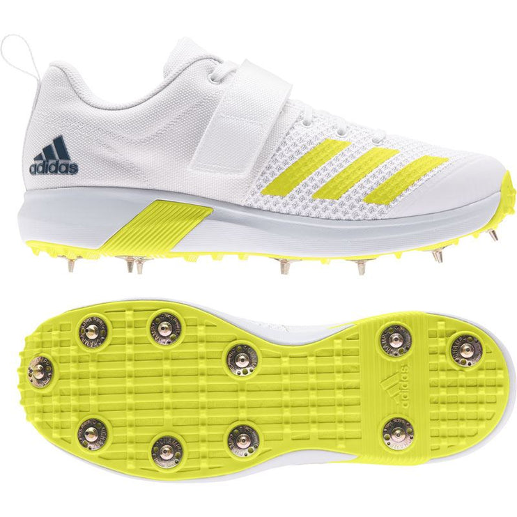 H67585 Adidas Adipower Vector Cricket Shoes White/Yellow 2022