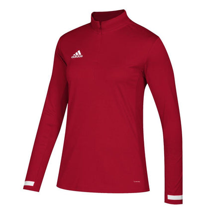 Adidas T19 Womens 1/4 Zip Long Sleeve Top Red/White