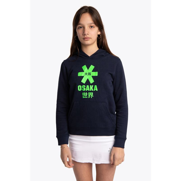 Osaka Deshi Kids Hoodie Green Star Navy Melange