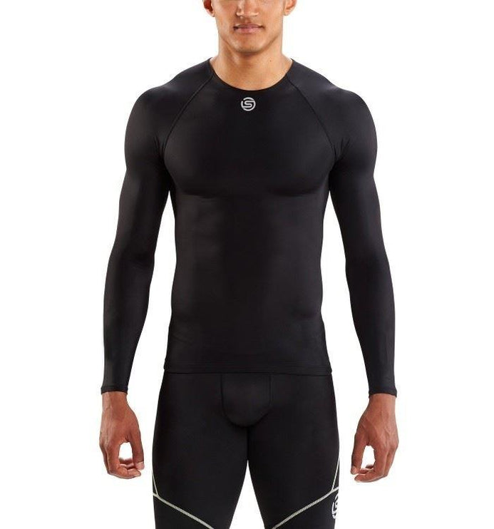 Skins DNAmic Team Mens Compression Long Sleeve Baselayer Top Black