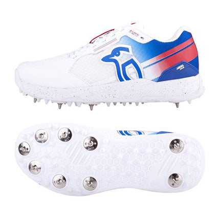 Kookaburra KC 1.0 Spike Cricket Shoes White/Blue/Red 2024