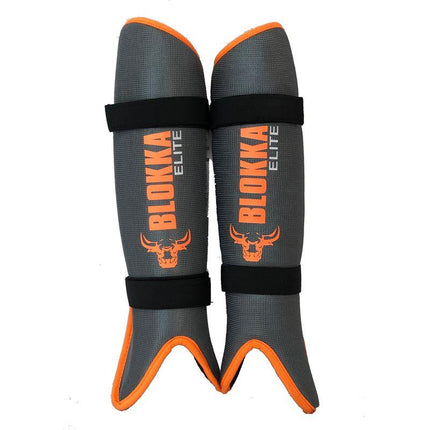 Blokka Elite Shinguards With Straps Dark Grey/Orange