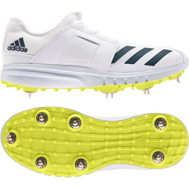 Adidas Howzat Spike Cricket Shoes White/Yellow 2022