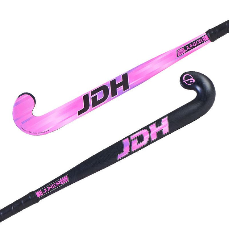 JDH Junior Mid Bow Glass Fibre Hockey Stick Pink 2022