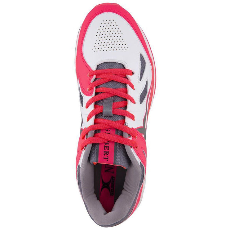 Gilbert Flare Netball Shoes White/Grey/Hot Red