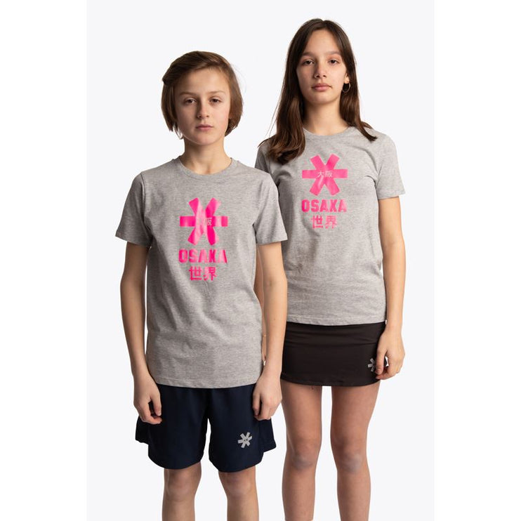 Osaka Deshi Kids T-Shirt Pink Star Heather Grey